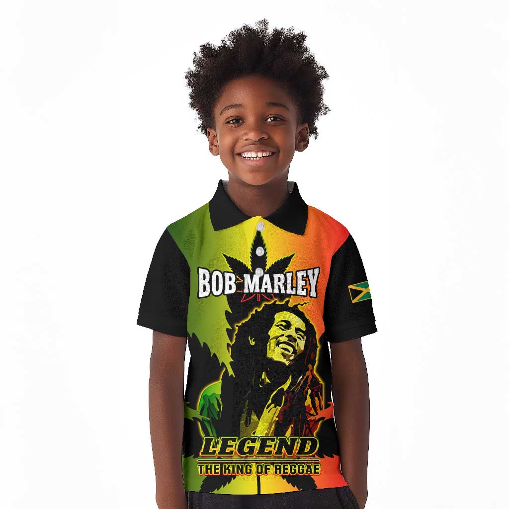 Afro Jamaica Legend Bob Kid Polo Shirt The King Of Reggae