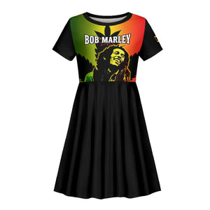 Afro Jamaica Legend Bob Kid Short Sleeve Dress The King Of Reggae