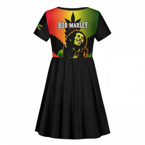 Afro Jamaica Legend Bob Kid Short Sleeve Dress The King Of Reggae