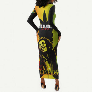 Afro Jamaica Legend Bob Long Sleeve Bodycon Dress The King Of Reggae