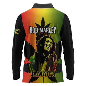 Afro Jamaica Legend Bob Long Sleeve Polo Shirt The King Of Reggae