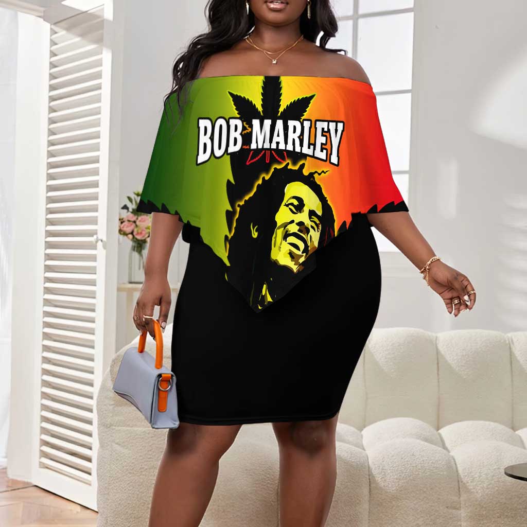 Afro Jamaica Legend Bob Off Shoulder Short Dress The King Of Reggae