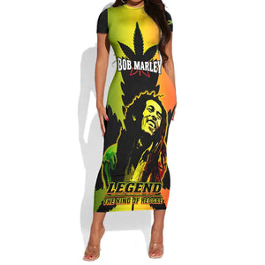 Afro Jamaica Legend Bob Short Sleeve Bodycon Dress The King Of Reggae