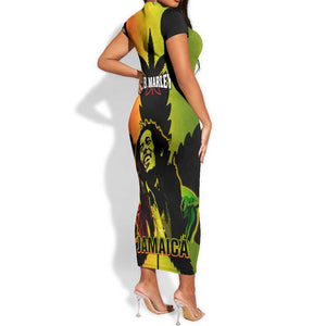 Afro Jamaica Legend Bob Short Sleeve Bodycon Dress The King Of Reggae