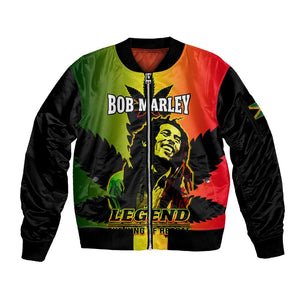 Afro Jamaica Legend Bob Sleeve Zip Bomber Jacket The King Of Reggae