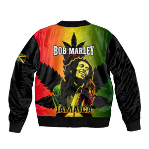 Afro Jamaica Legend Bob Sleeve Zip Bomber Jacket The King Of Reggae