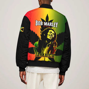 Afro Jamaica Legend Bob Sleeve Zip Bomber Jacket The King Of Reggae