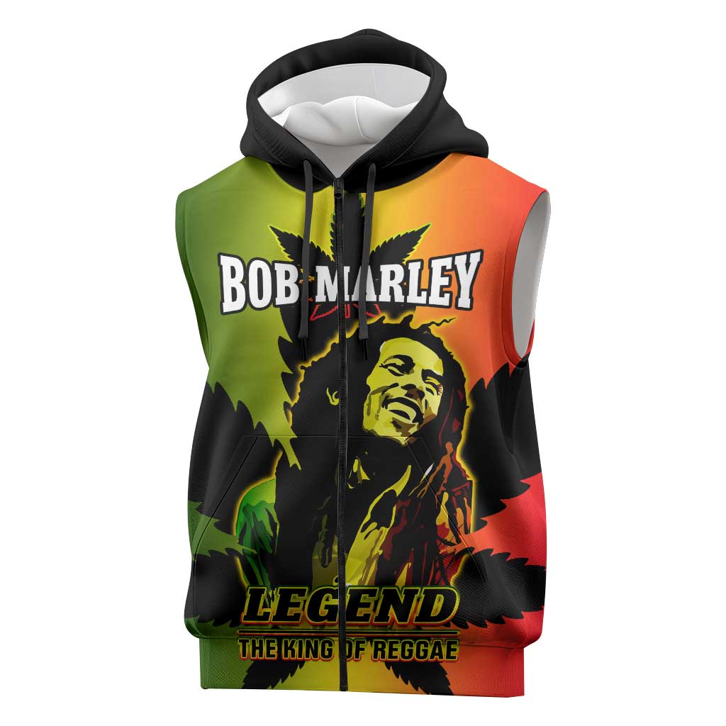 Afro Jamaica Legend Bob Sleeveless Zip Hoodie The King Of Reggae - African Pride
