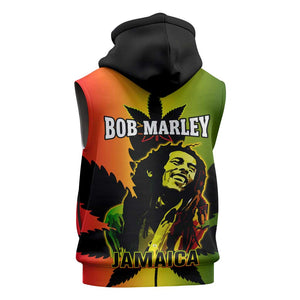 Afro Jamaica Legend Bob Sleeveless Zip Hoodie The King Of Reggae - African Pride