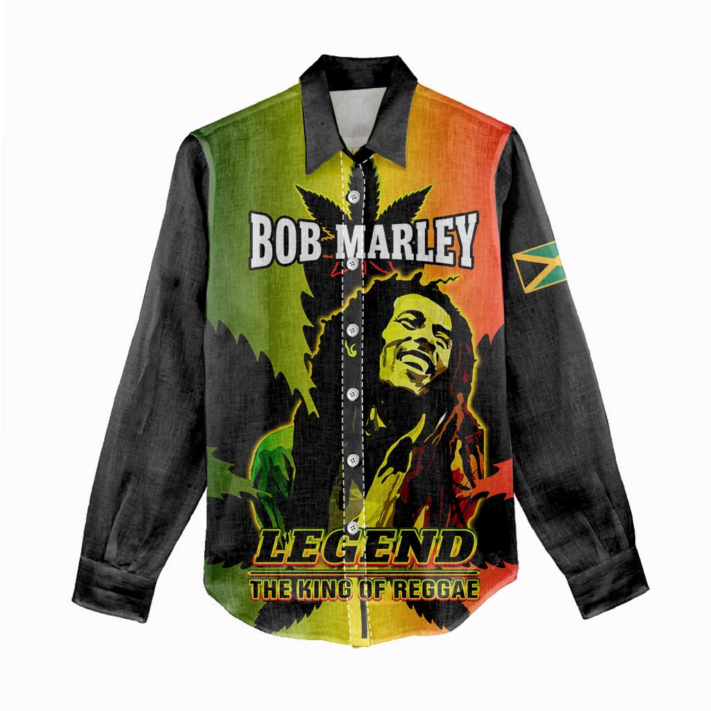 Afro Jamaica Legend Bob Women Casual Shirt The King Of Reggae LT14