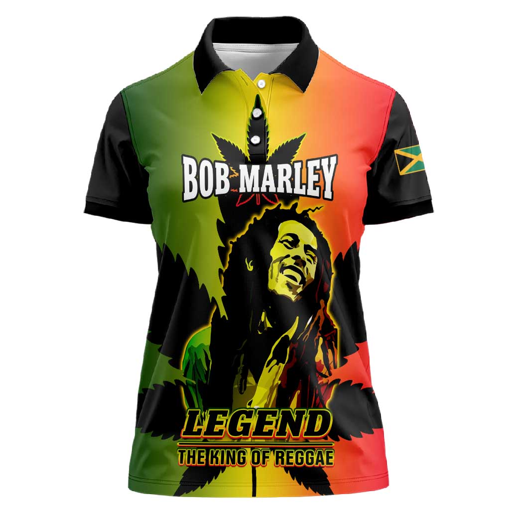 Afro Jamaica Legend Bob Women Polo Shirt The King Of Reggae