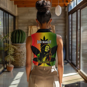 Afro Jamaica Legend Bob Women Sleeveless Polo Shirt The King Of Reggae