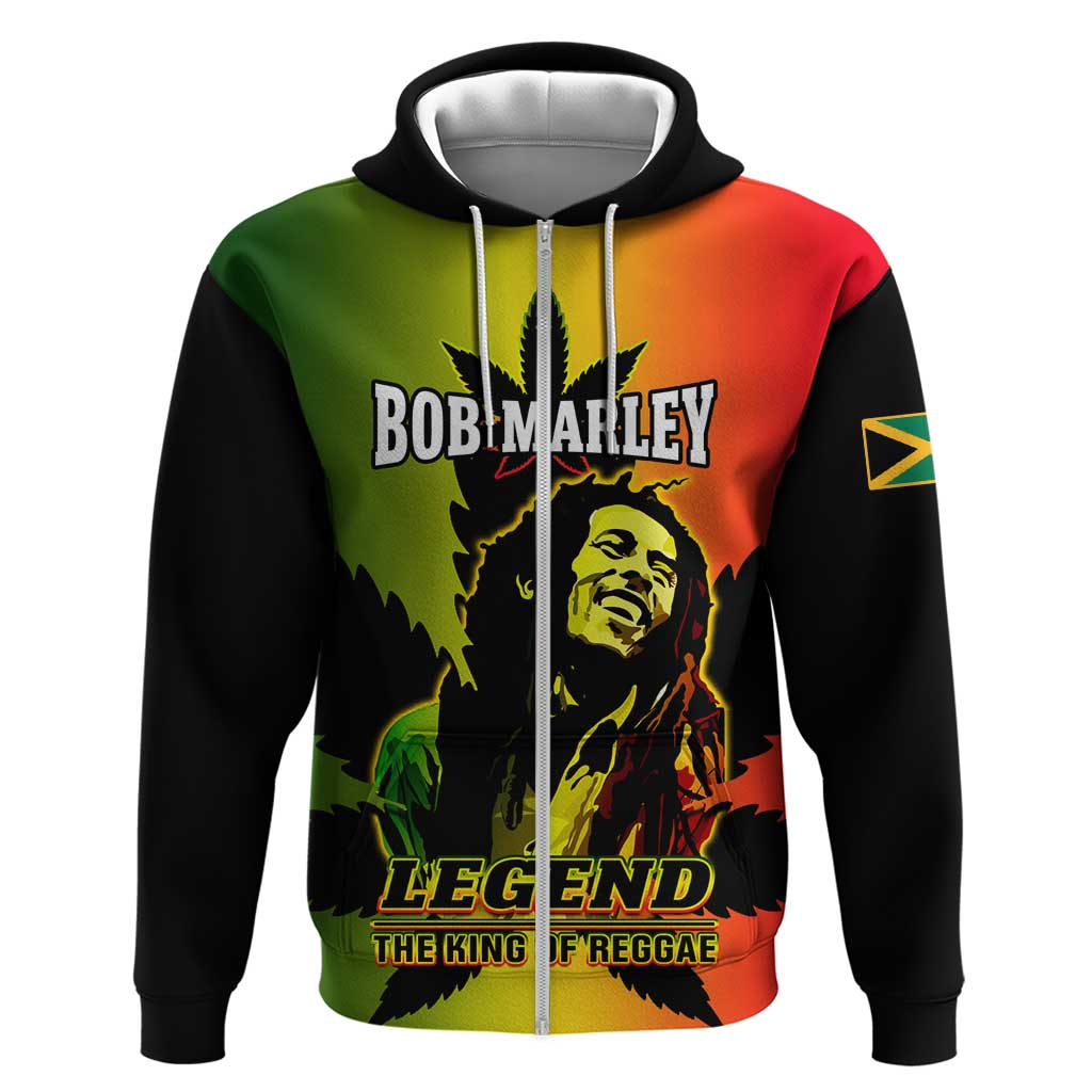 Afro Jamaica Legend Bob Zip Hoodie The King Of Reggae