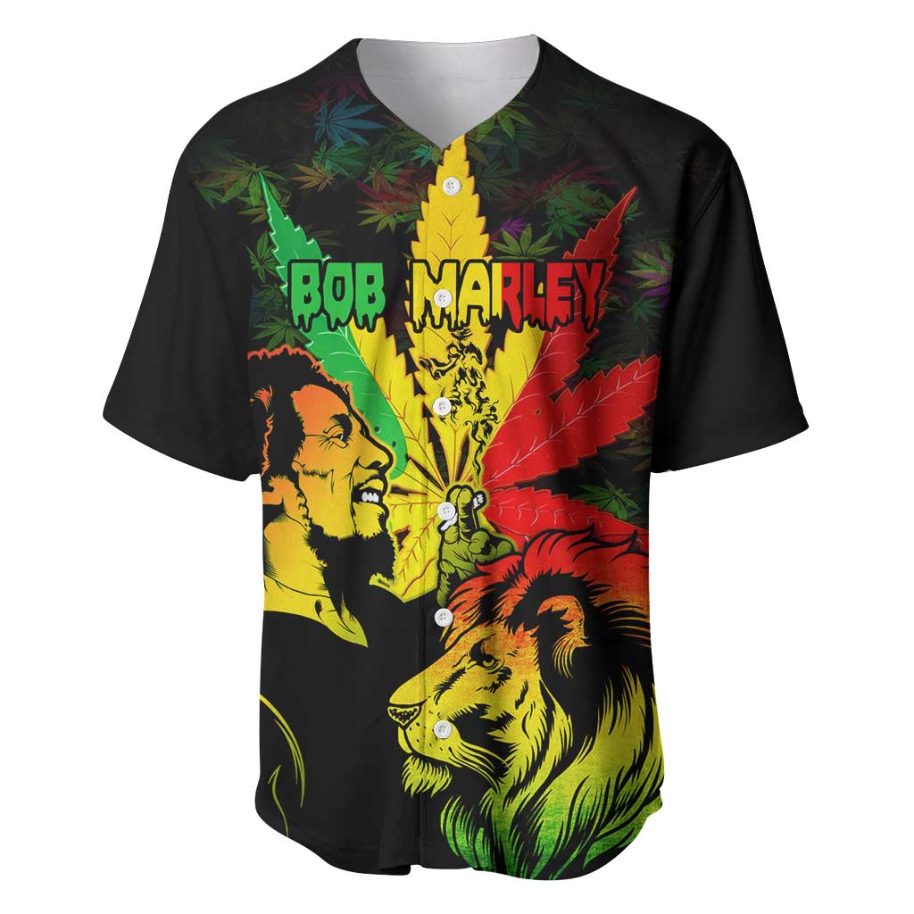 Afro Jamaica Legend Bob Baseball Jersey Lion With Cannabis Leaf Pattern LT14