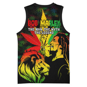 Afro Jamaica Legend Bob Basketball Jersey Lion With Cannabis Leaf Pattern LT14