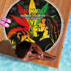 Afro Jamaica Legend Bob Beach Blanket Lion With Cannabis Leaf Pattern