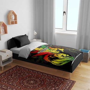 Afro Jamaica Legend Bob Bedding Set Lion With Cannabis Leaf Pattern