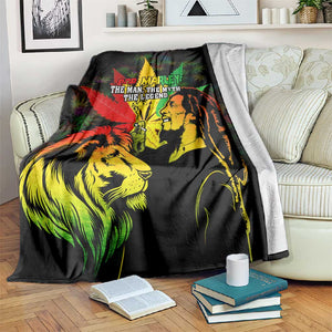 Afro Jamaica Legend Bob Blanket Lion With Cannabis Leaf Pattern LT14