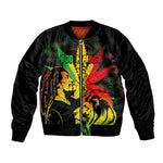 Afro Jamaica Legend Bob Bomber Jacket Lion With Cannabis Leaf Pattern LT14