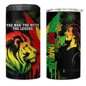 Afro Jamaica Legend Bob 4 in 1 Can Cooler Tumbler Lion With Cannabis Leaf Pattern LT14