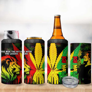 Afro Jamaica Legend Bob 4 in 1 Can Cooler Tumbler Lion With Cannabis Leaf Pattern LT14