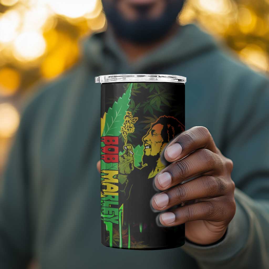 Afro Jamaica Legend Bob 4 in 1 Can Cooler Tumbler Lion With Cannabis Leaf Pattern LT14