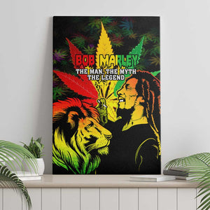 Afro Jamaica Legend Bob Canvas Wall Art Lion With Cannabis Leaf Pattern