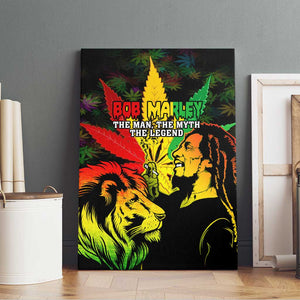 Afro Jamaica Legend Bob Canvas Wall Art Lion With Cannabis Leaf Pattern