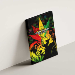 Afro Jamaica Legend Bob Canvas Wall Art Lion With Cannabis Leaf Pattern