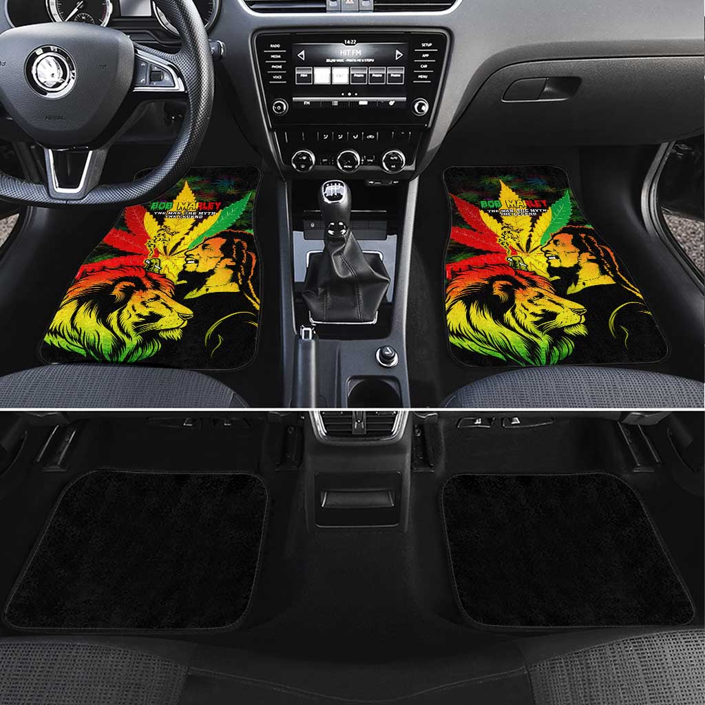 Afro Jamaica Legend Bob Car Mats Lion With Cannabis Leaf Pattern