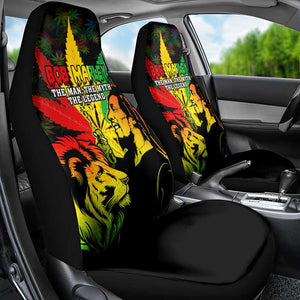 Afro Jamaica Legend Bob Car Seat Cover Lion With Cannabis Leaf Pattern