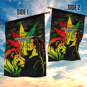 Afro Jamaica Legend Bob Garden Flag Lion With Cannabis Leaf Pattern