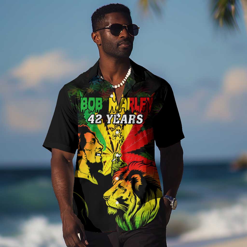 Afro Jamaica Legend Bob Hawaiian Shirt Lion With Cannabis Leaf Pattern