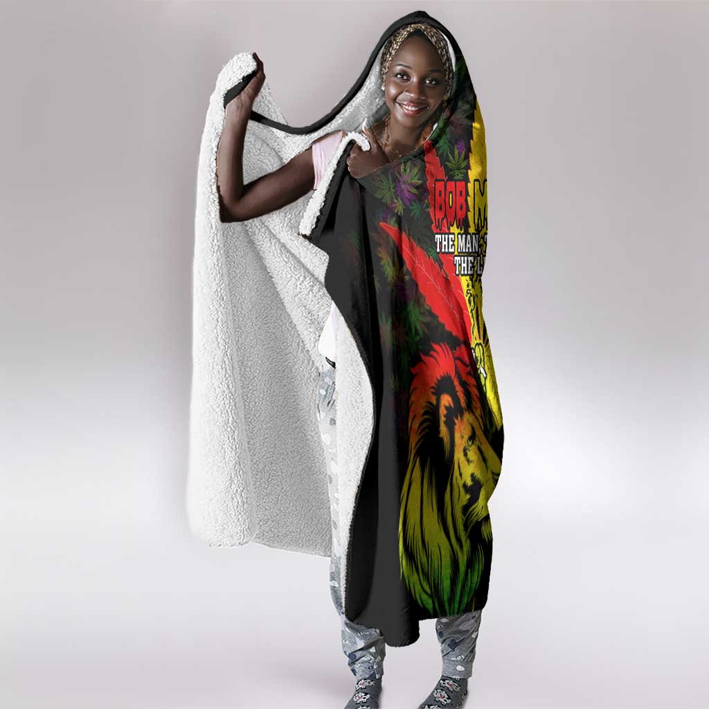 Afro Jamaica Legend Bob Hooded Blanket Lion With Cannabis Leaf Pattern LT14