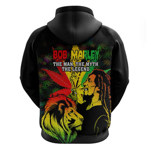 Afro Jamaica Legend Bob Hoodie Lion With Cannabis Leaf Pattern