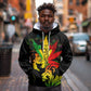 Afro Jamaica Legend Bob Hoodie Lion With Cannabis Leaf Pattern LT14