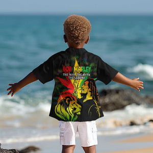 Afro Jamaica Legend Bob Kid Hawaiian Shirt Lion With Cannabis Leaf Pattern