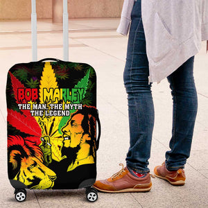 Afro Jamaica Legend Bob Luggage Cover Lion With Cannabis Leaf Pattern