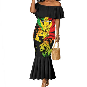 Afro Jamaica Legend Bob Mermaid Dress Lion With Cannabis Leaf Pattern