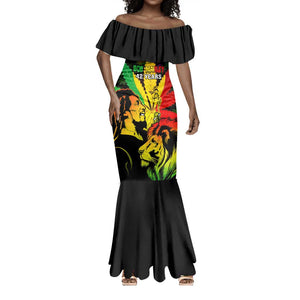 Afro Jamaica Legend Bob Mermaid Dress Lion With Cannabis Leaf Pattern