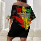 Afro Jamaica Legend Bob Off Shoulder Short Dress Lion With Cannabis Leaf Pattern LT14
