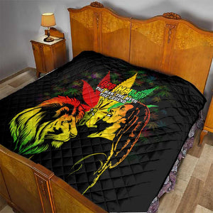 Afro Jamaica Legend Bob Quilt Lion With Cannabis Leaf Pattern