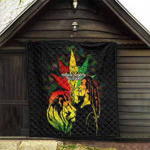 Afro Jamaica Legend Bob Quilt Lion With Cannabis Leaf Pattern