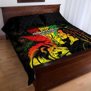 Afro Jamaica Legend Bob Quilt Bed Set Lion With Cannabis Leaf Pattern