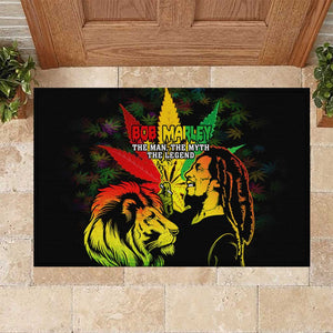 Afro Jamaica Legend Bob Rubber Doormat Lion With Cannabis Leaf Pattern