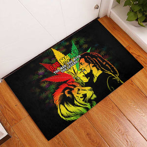 Afro Jamaica Legend Bob Rubber Doormat Lion With Cannabis Leaf Pattern