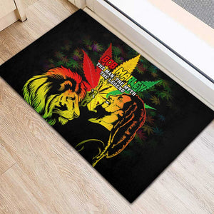 Afro Jamaica Legend Bob Rubber Doormat Lion With Cannabis Leaf Pattern