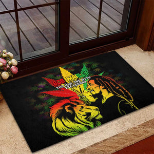 Afro Jamaica Legend Bob Rubber Doormat Lion With Cannabis Leaf Pattern