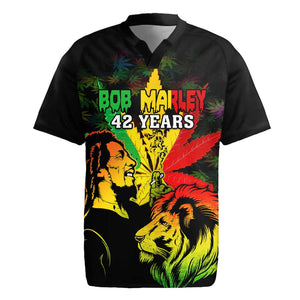 Afro Jamaica Legend Bob Rugby Jersey Lion With Cannabis Leaf Pattern