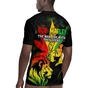 Afro Jamaica Legend Bob Rugby Jersey Lion With Cannabis Leaf Pattern